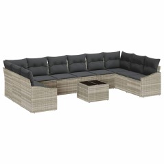 vidaXL Set di divani da giardino in rattan grigio, 11 pezzi