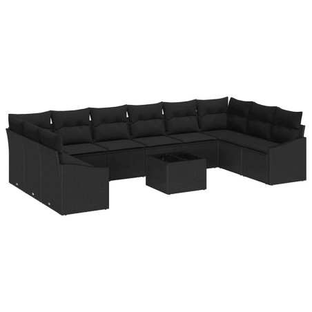 vidaXL Set Divano da Giardino 11 Pezzi con Cuscini Beigi in Rattan Sintetico