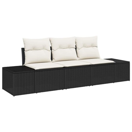 vidaXL Set di divani da giardino 3 pezzi con cuscini in polirattan nero