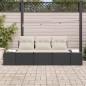 vidaXL Set di divani da giardino 3 pezzi con cuscini in polirattan nero