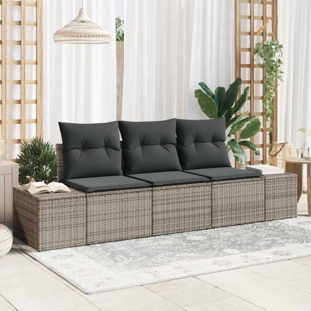 vidaXL Set da giardino 3 pezzi con cuscini grigi in rattan sintetico