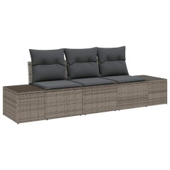 vidaXL Set da giardino 3 pezzi con cuscini grigi in rattan sintetico