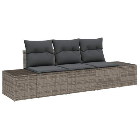 vidaXL Set da giardino 3 pezzi con cuscini grigi in rattan sintetico
