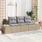 vidaXL Set Divano da Giardino 3 Pezzi con Cuscini Beige Polyrattan vidaXL Set Divano da Giardino 3 Pezzi con Cuscini Beige Polyrattan