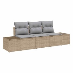 vidaXL Set Divano da Giardino 3 Pezzi con Cuscini Beige Polyrattan