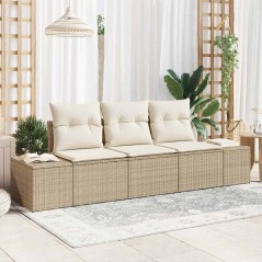 vidaXL Set da giardino 3 pezzi con cuscini beige in rattan sintetico