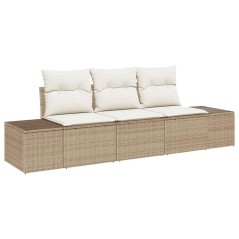 vidaXL Set da giardino 3 pezzi con cuscini beige in rattan sintetico