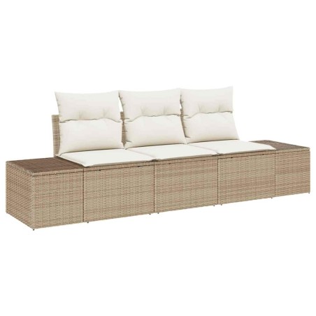 vidaXL Set da giardino 3 pezzi con cuscini beige in rattan sintetico