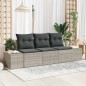 vidaXL Set giardino 3 pezzi con cuscini in polyrattan grigio chiaro