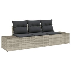 vidaXL Set giardino 3 pezzi con cuscini in polyrattan grigio chiaro