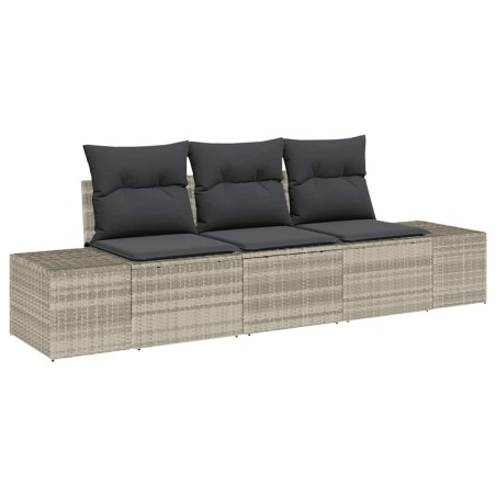 vidaXL Set giardino 3 pezzi con cuscini in polyrattan grigio chiaro
