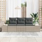 vidaXL Set giardino 3 pezzi con cuscini in polyrattan grigio chiaro