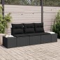 vidaXL Set divano da giardino 3 pezzi con cuscini in polirattan nero