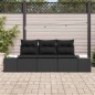 vidaXL Set divano da giardino 3 pezzi con cuscini in polirattan nero