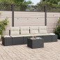 vidaXL Set Divano da Giardino a 5 Pezzi con Cuscini Nero Polyrattan