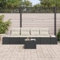 vidaXL Set Divano da Giardino a 5 Pezzi con Cuscini Nero Polyrattan