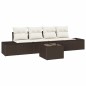 vidaXL Set Divano Giardino 5 Pezzi con Cuscini Marrone Polyrattan