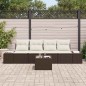 vidaXL Set Divano Giardino 5 Pezzi con Cuscini Marrone Polyrattan