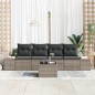 vidaXL Set Divani Giardino di 5 Pezzi con Cuscini Grigi in Polyrattan