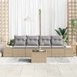 vidaXL Set Divano da Giardino 5 Pezzi con Cuscini Beige in Polyrattan