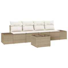 vidaXL Set Divano da Giardino 5 Pezzi con Cuscini Beige Polyrattan
