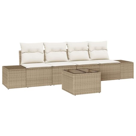 vidaXL Set Divano da Giardino 5 Pezzi con Cuscini Beige Polyrattan