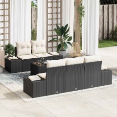 vidaXL Set di divani da giardino a 6 pezzi con cuscini in rattan nero
