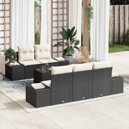 vidaXL Set di divani da giardino a 6 pezzi con cuscini in rattan nero