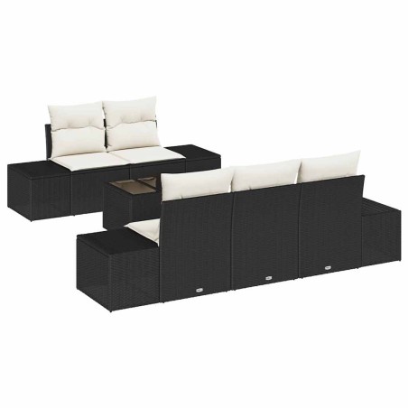 vidaXL Set di divani da giardino a 6 pezzi con cuscini in rattan nero