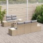 vidaXL Set di divani da giardino 6 pezzi con cuscini beige in poly rattan