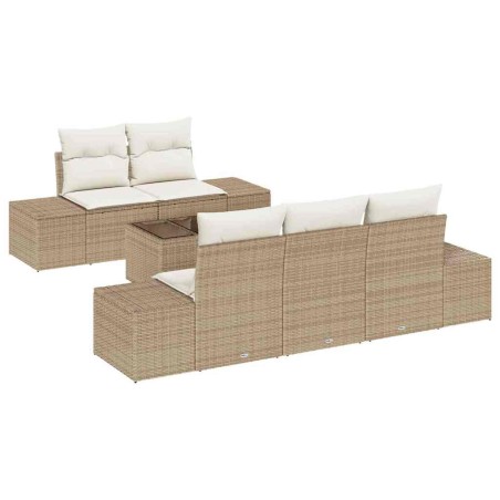 vidaXL Set di Divani da Giardino in 6 Pezzi con Cuscini Beige in Rattan Sintetico