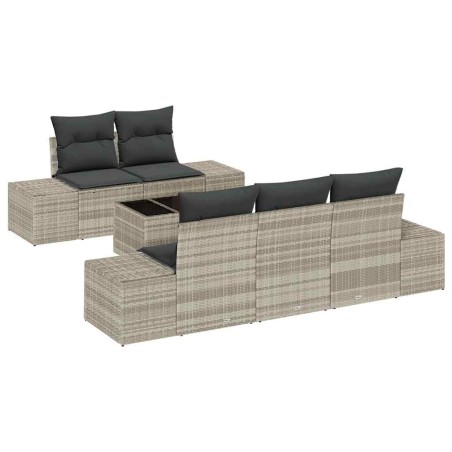 vidaXL Set di divani da giardino 6 pezzi con cuscini grigi chiari in rattan