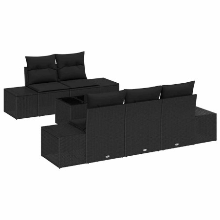vidaXL Set giardino di 6 pezzi con cuscini in polirattan nero