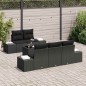 vidaXL Set giardino di 6 pezzi con cuscini in polirattan nero