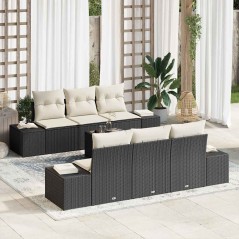 vidaXL Set da giardino 7 pezzi con cuscini in rattan sintetico nero