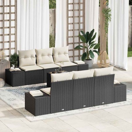 vidaXL Set da giardino 7 pezzi con cuscini in rattan sintetico nero