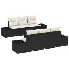 vidaXL Set da giardino 7 pezzi con cuscini in rattan sintetico nero