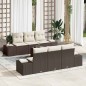 vidaXL Set di divani da giardino 7 pezzi con cuscini, in rattan sintetico marrone