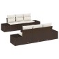 vidaXL Set di divani da giardino 7 pezzi con cuscini, in rattan sintetico marrone