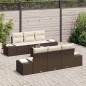 vidaXL Set di divani da giardino 7 pezzi con cuscini, in rattan sintetico marrone