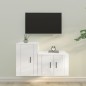 Set di Mobili Porta TV 2 pz Bianco Lucido in Legno Multistrato Set di Mobili Porta TV 2 pz Bianco Lucido in Legno Multistrato