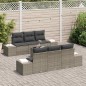 vidaXL Set Giardino 7 Pezzi con Cuscini Grigi in Polirattan