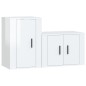 Set di Mobili Porta TV 2 pz Bianco Lucido in Legno Multistrato Set di Mobili Porta TV 2 pz Bianco Lucido in Legno Multistrato