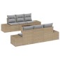 vidaXL Set da Giardino con Divano a 7 Pezzi e Cuscini Beige in Rattan Poly