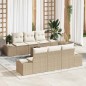 vidaXL Set Divano da Giardino 7 Pezzi con Cuscini Beige in Rattan Sintetico