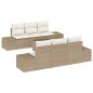 vidaXL Set Divano da Giardino 7 Pezzi con Cuscini Beige in Rattan Sintetico