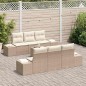 vidaXL Set Divano da Giardino 7 Pezzi con Cuscini Beige in Rattan Sintetico