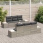 vidaXL Set di divani da giardino 7 pezzi con cuscini grigio chiaro in rattan sintetico