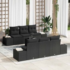 vidaXL Set di divano da giardino 7 pezzi di con cuscini in rattan nero