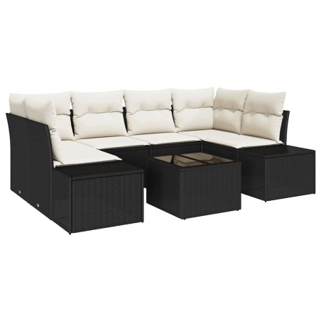 vidaXL Set di Divano da Giardino 7 Pezzi con Cuscini in Rattan Sintetico Nero